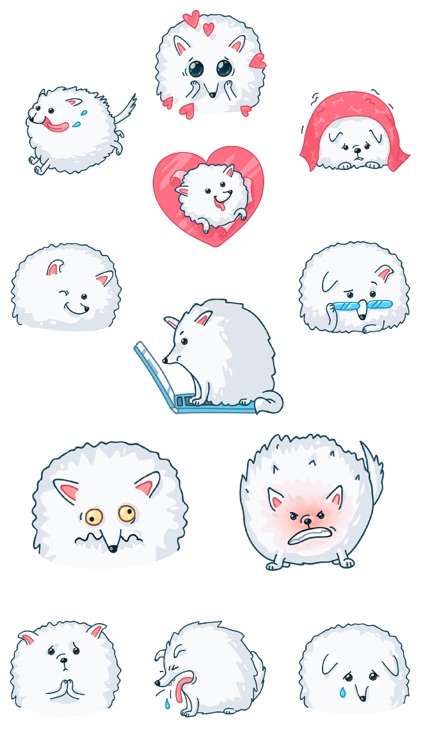 Fluffy Pomeranian Dog Stickers
