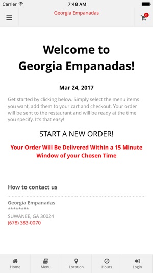 Georgia Empanadas Ordering