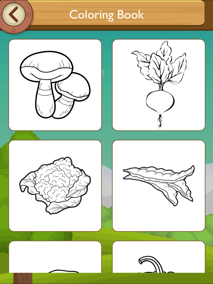 Coloring book Kids learn to draw vegetables