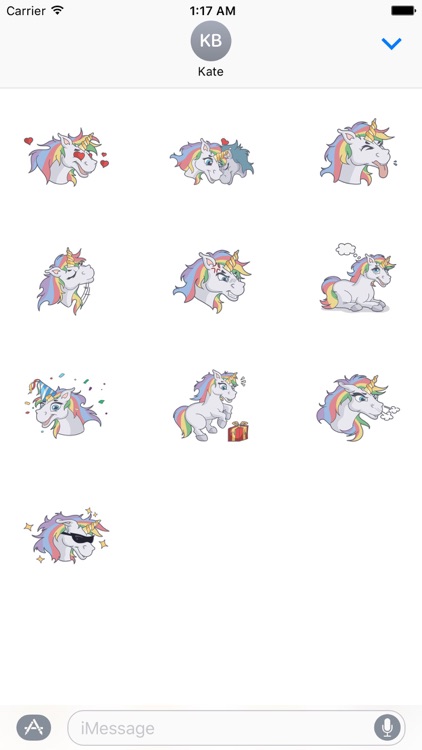 Lots Of Stickers Of Lovely Colorful Unicorn