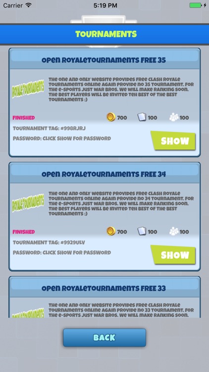 Open Royale Tournaments