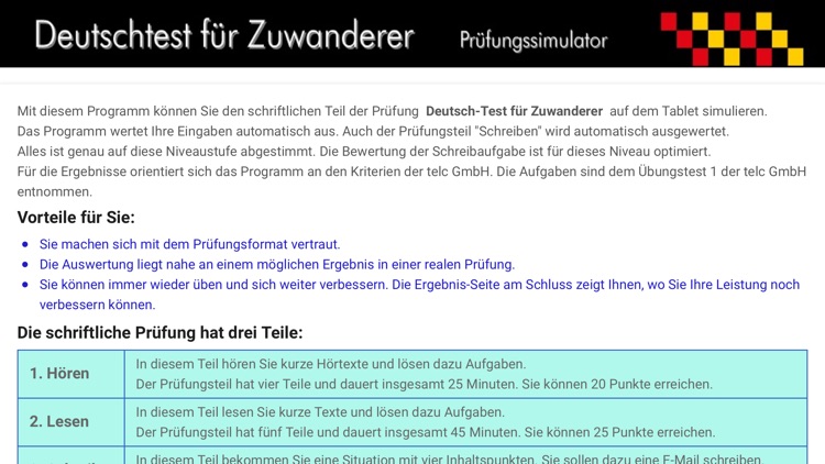 Simulator Deutsch Test für Zuwanderer