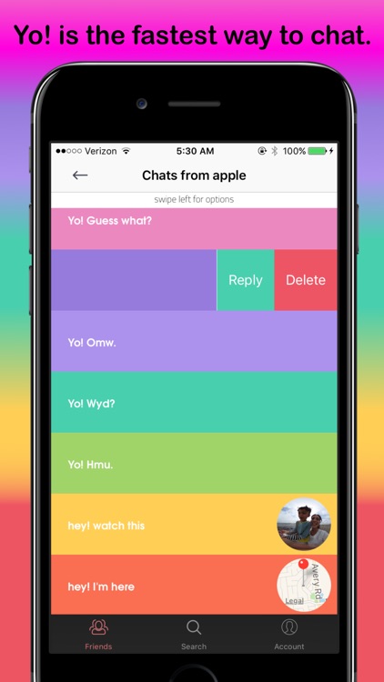 Yo! - Text Friends with One Click Chat App