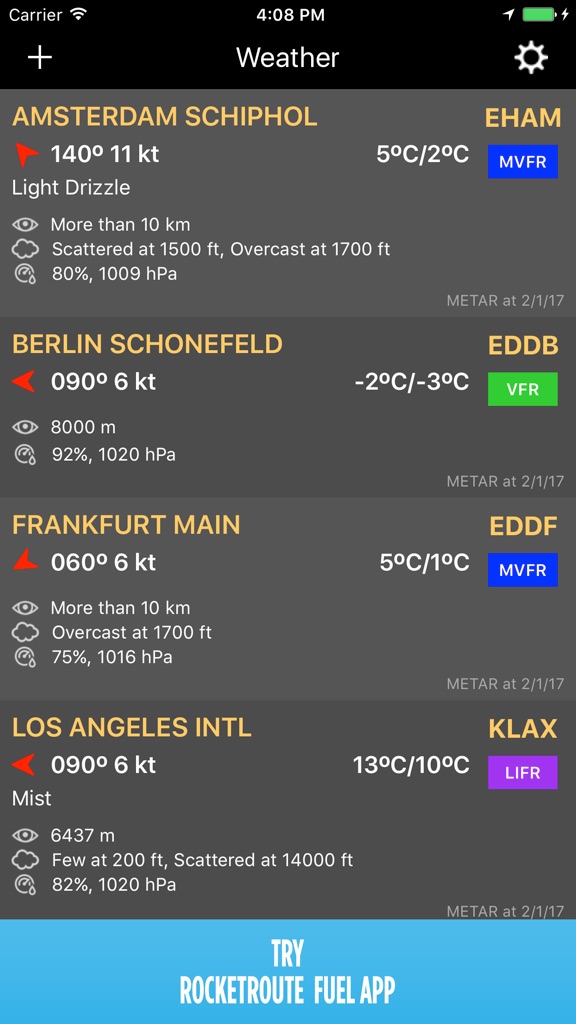 【图】RocketRoute Weather(截图1) 【图】RocketRoute Weather(截图1)