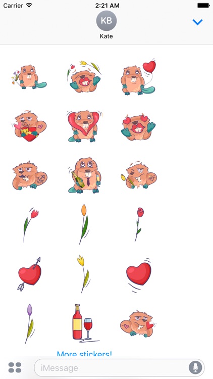 Beaver March 8 - love Valentine message stickers