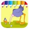 Ostriches Coloring Book Game For Kids Edition