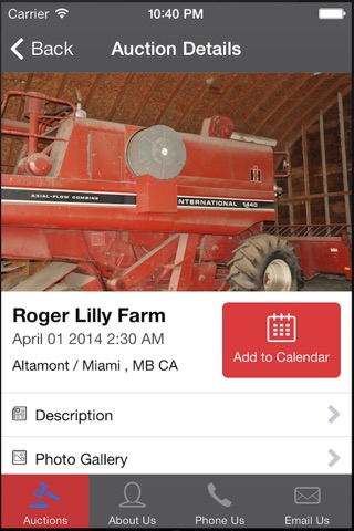 Bill Klassen Auction Calendar screenshot 2