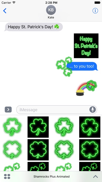 Shamrocks Plus Animated Sticker Pack for iMessage