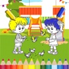 Boy and Girl Playground Coloring Games For Kids