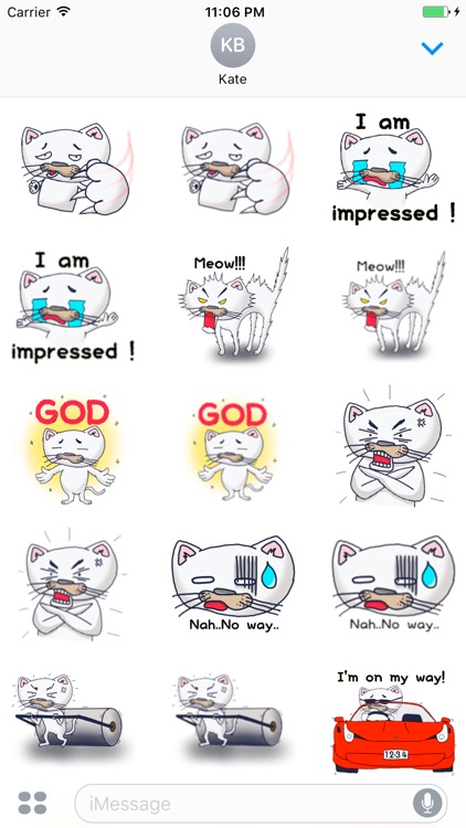 Katy The Stupid White Cat English Sticker