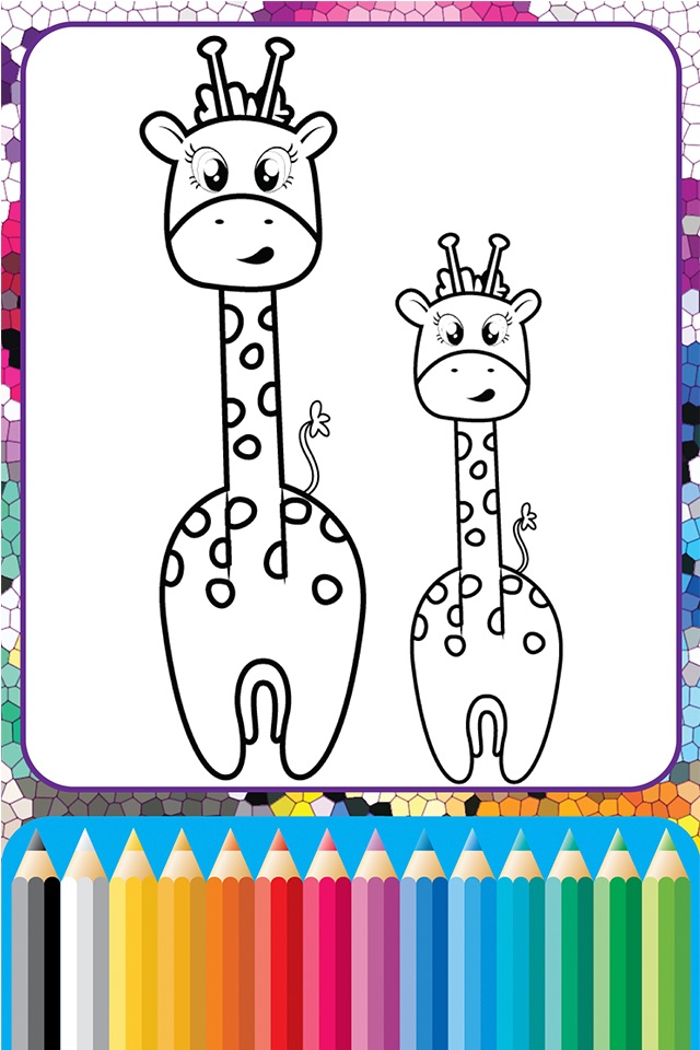 Giraffe Coloring Cute Wild Animals fun doodling screenshot 2