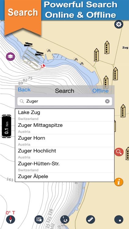 Zug & Aegeri Lake offline nautical fishing charts screenshot-3
