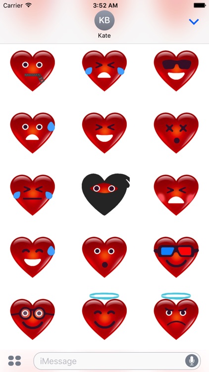 3D Heart Face Happy San Valentine’s Day Stickers