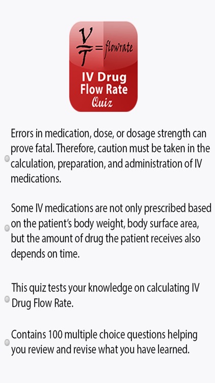 IV Drug Flow Rate Quiz