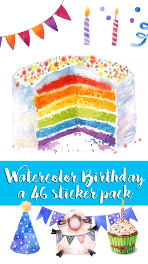 Watercolor Happy Birthday Party Sticker 