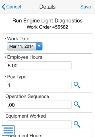 Equipment Work Order Time Entry Smartphone for JDE screenshot 3