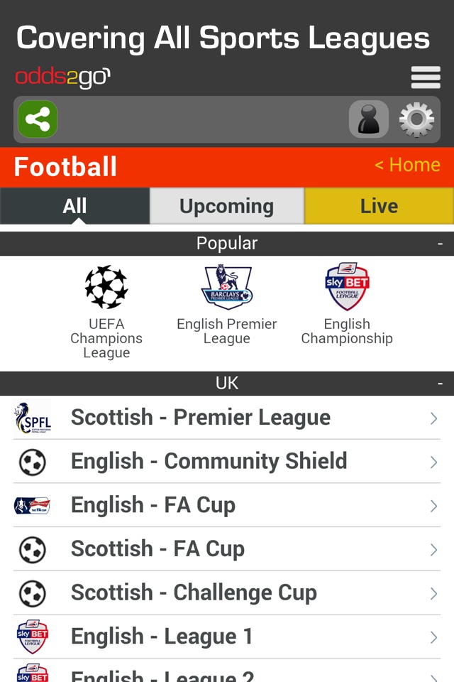 Odds2Go compare odds football racing & all sports screenshot 4