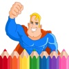 Cartoon superhero coloring book for kids