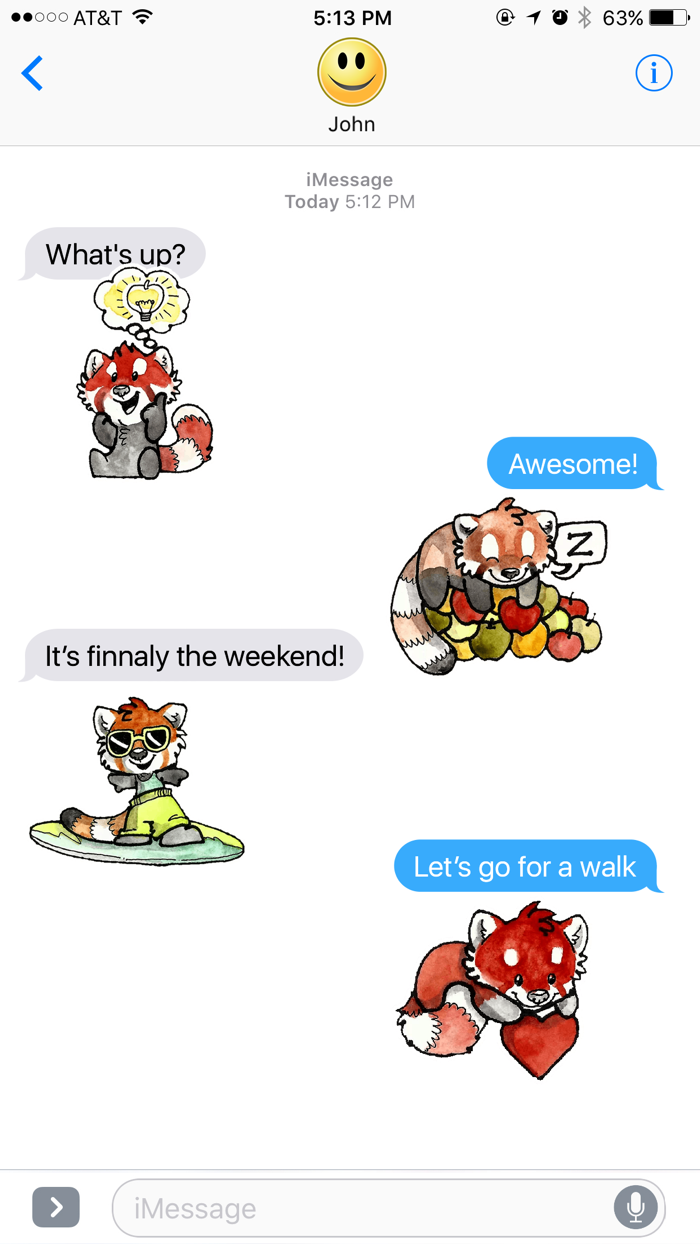 Cheerful Red Panda Stickers