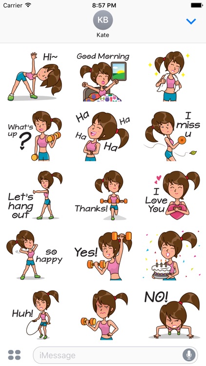 Workout Girl Stickers Pack Text Message