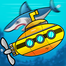 Activities of Submarine shooting shark in underwater adventure