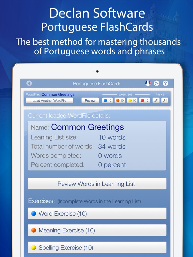 Learn Portuguese FlashCards for iPad