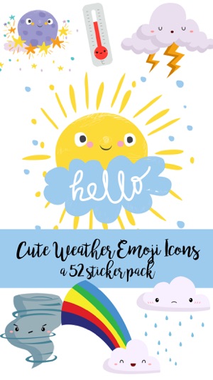 Cute Weather Emoji Icons Sticker Pack