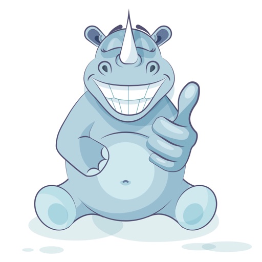 Cute Blue Rhino - Sticker Pack iOS App