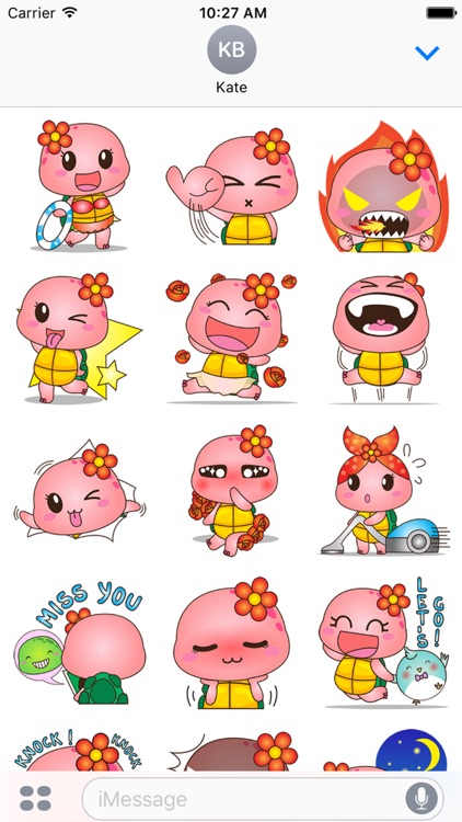 Pika the pink turtle 3 for iMessage Sticker