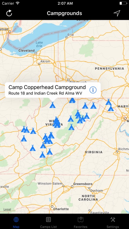 West Virginia – Campgrounds & RV Parks