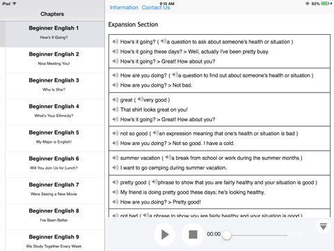 English Beginner Survival Phrases for iPad screenshot 3