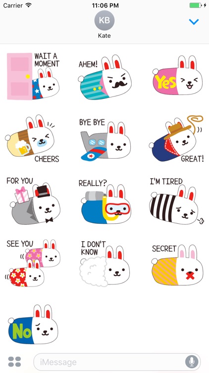 Lovely Bunny Wearing Custome English Sticker