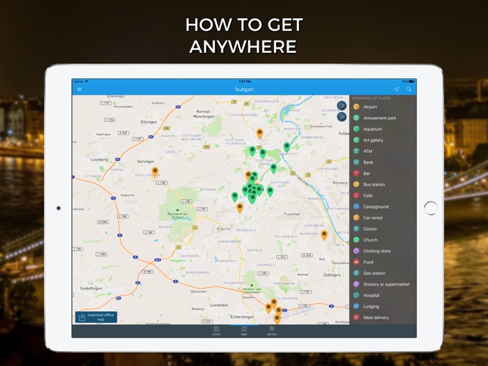 Stuttgart Travel Guide with Offline Street Map
