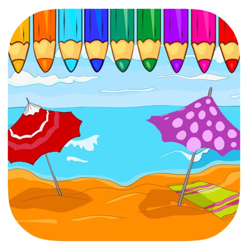 Free Coloring Book Game Beaches Summer Version Icon