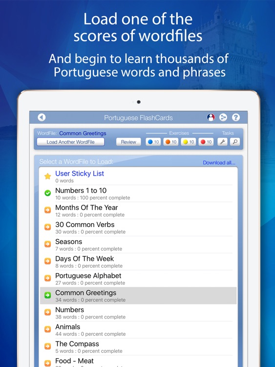 Learn Portuguese FlashCards for iPad