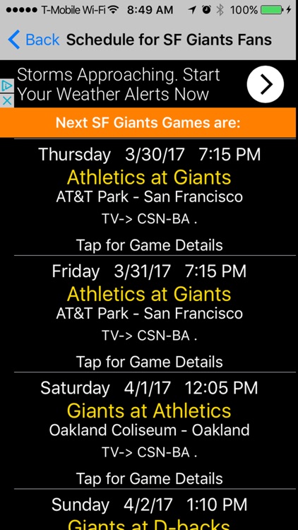 Schedule and Trivia Game for SF Giants fans