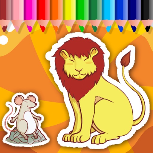Free Lion And Mouse Coloring Book Game Icon