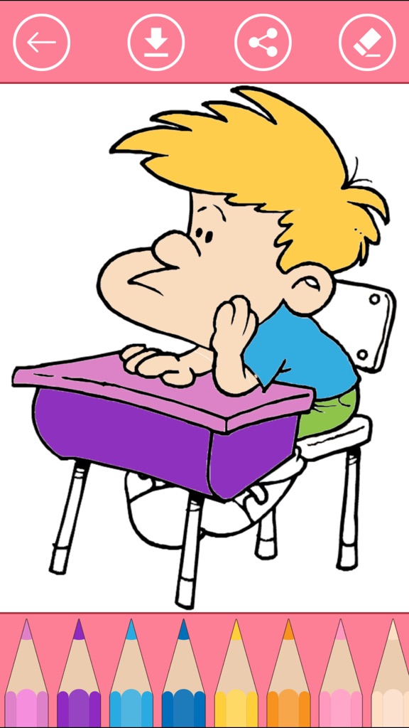 【图】着色书 儿童的学校：像一个女孩，铅笔，铅笔盒，书本，书包，黑板，多的多张图片(截图1)