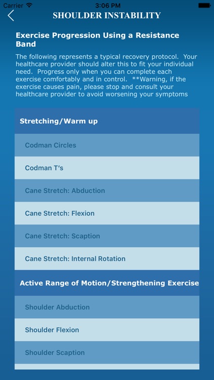 Medical iRehab Shoulder Instability