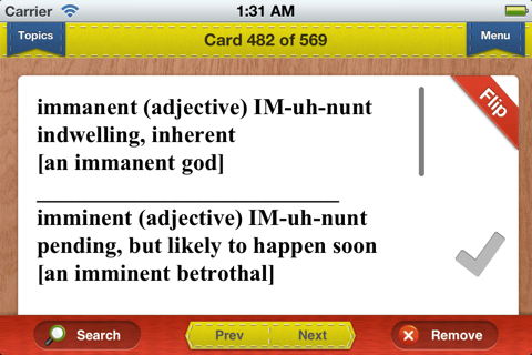 English Vocabulary Flashcards Exambusters screenshot 3