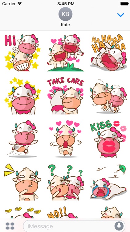 Moobee & Mira the cow in love for iMessage Sticker