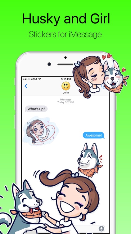 Cute Dog Husky and Girl Stickers