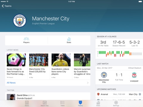 EPL Live for iPad: Football screenshot 3