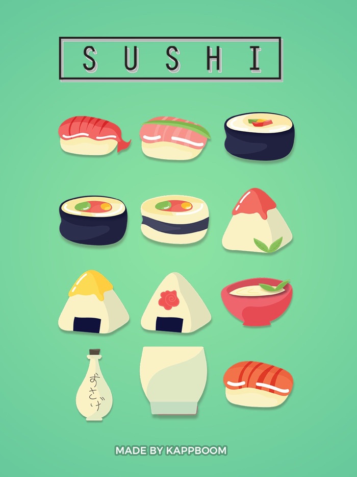 Sushi Oriental Pieces Stickers