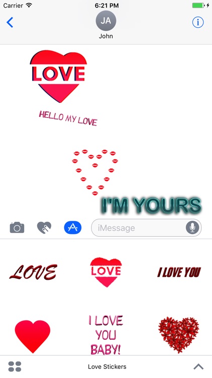 Love Stickers for iMessage, Animated Hearts, Text