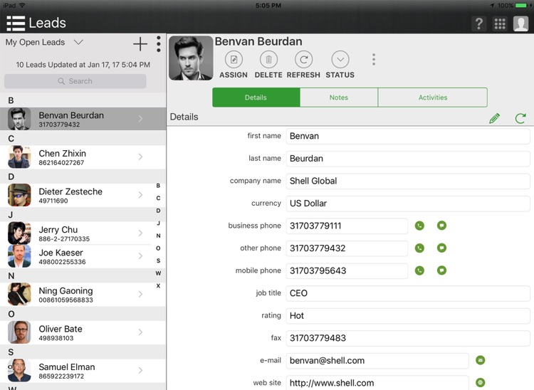 Mobile CRM+ for MS Dynamics CRM Online (iPad)