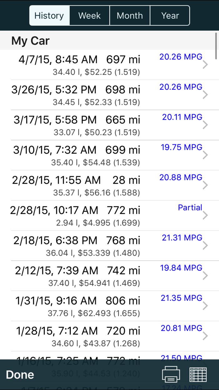 myFuelLog Car Maintenance