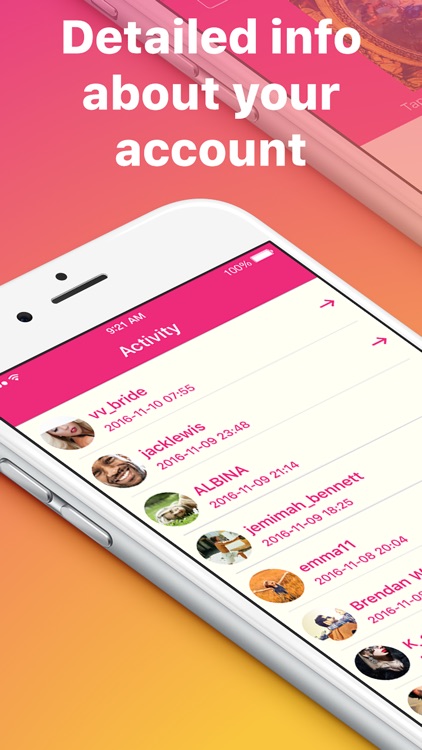 Activity for Insta - Reports and statistic