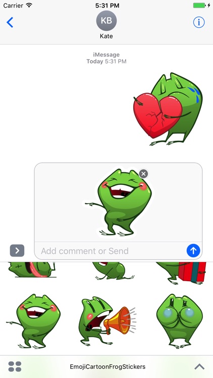 Emoji Cartoon Frog Stickers