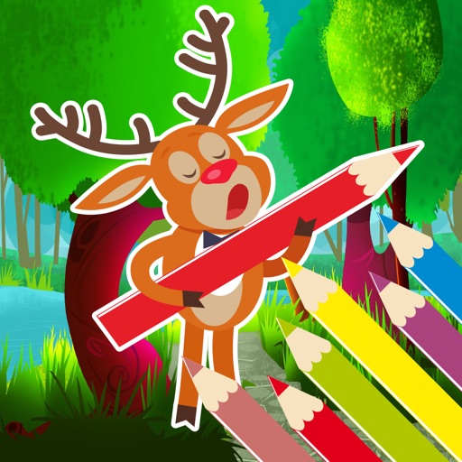 Cute Deer Bam Coloring Book Icon